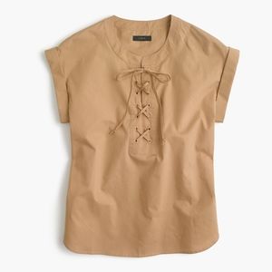J. Crew Size 4 Lace Up Popover Short Sleeve Top